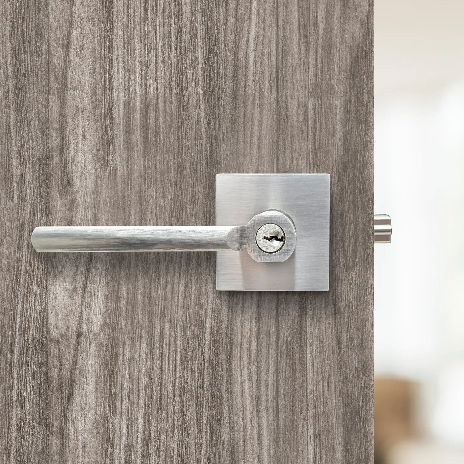 Cerradura de Manija Metálica Maciza de Lujo 380 Cromo Mate